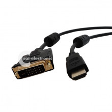 DVI/HDMI-Kabel mit Ferrite-Filter, beidseitig vergoldetet 1m